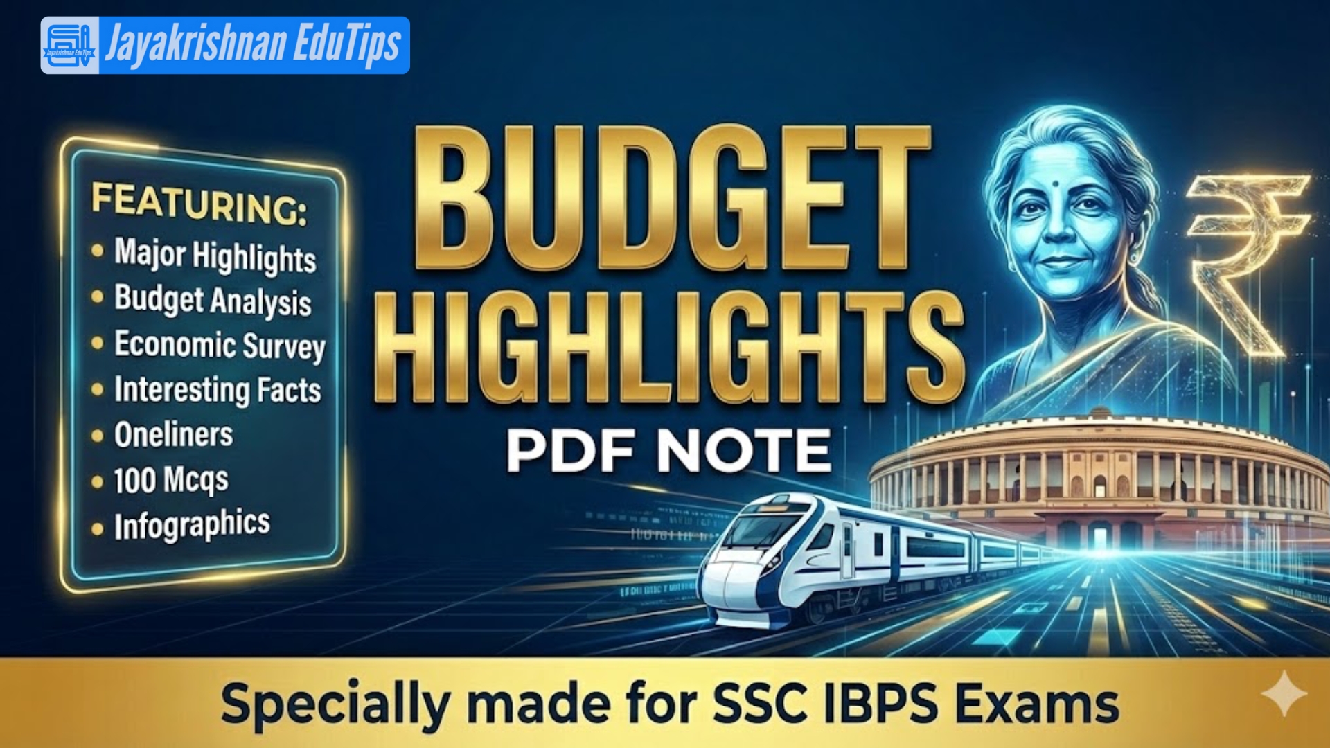 BUDGET 2026 HIGHLIGHTS - Specially made for SSC IBPS Exams (PDF)
