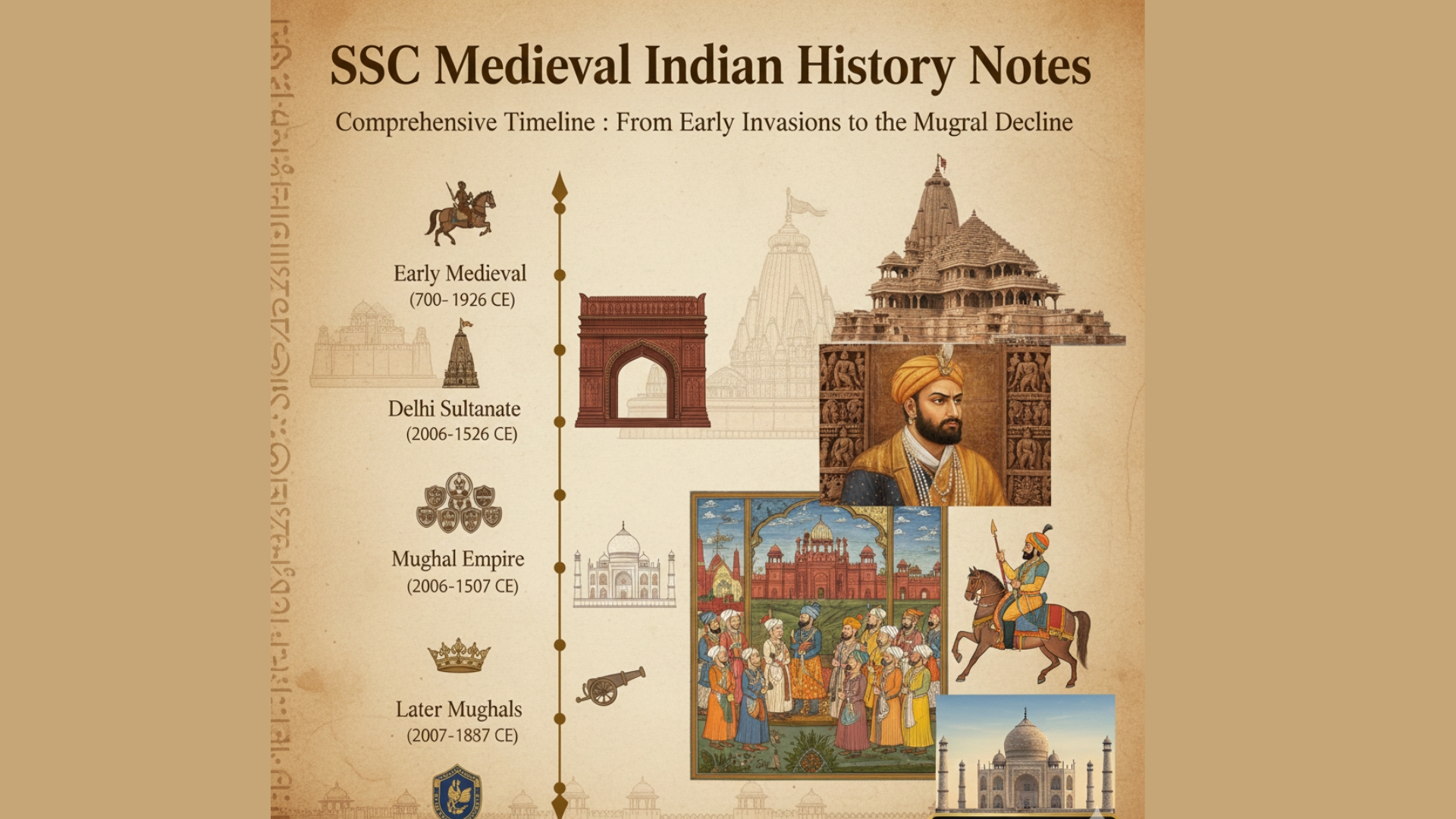Comprehensive Timeline of Medieval Indian History: From Early Invasions to the Mughal Decline