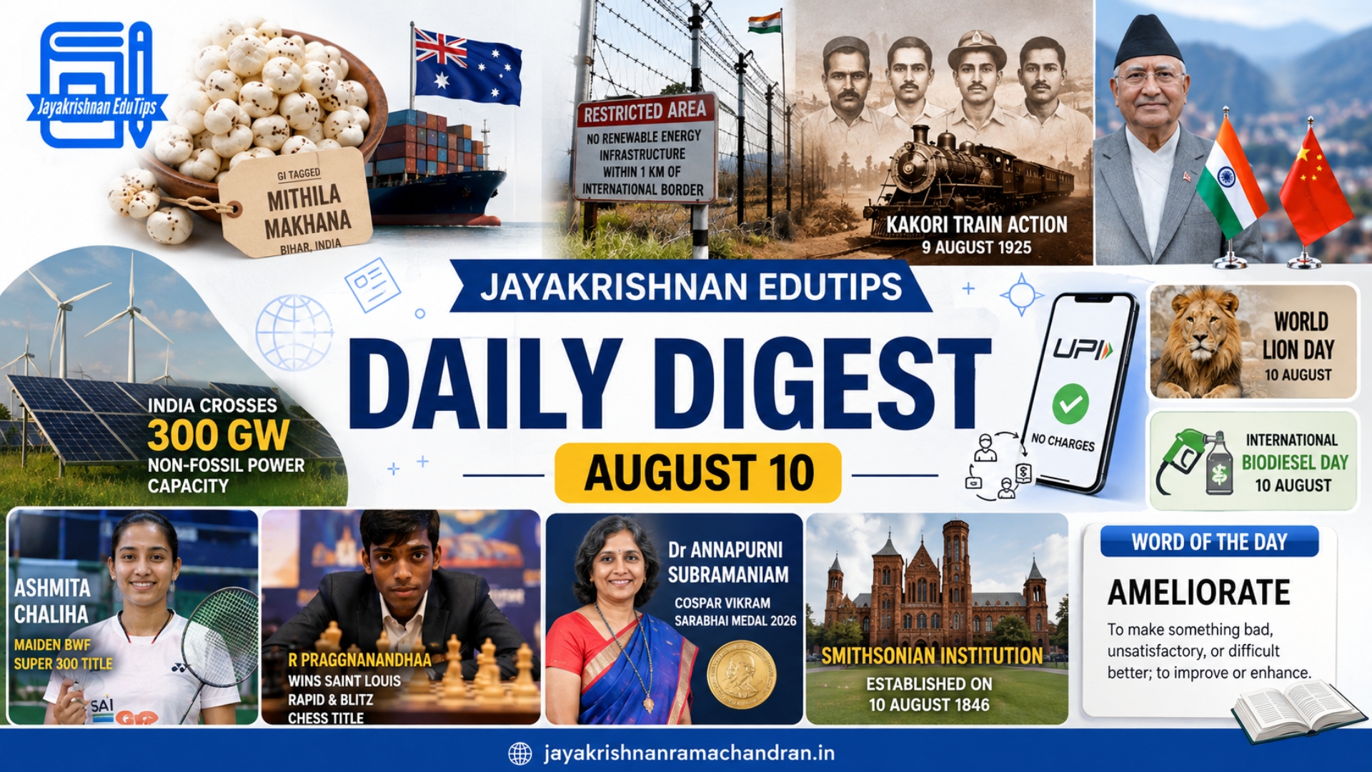 EduTips Daily CA Bullet Points (10 August 2026)