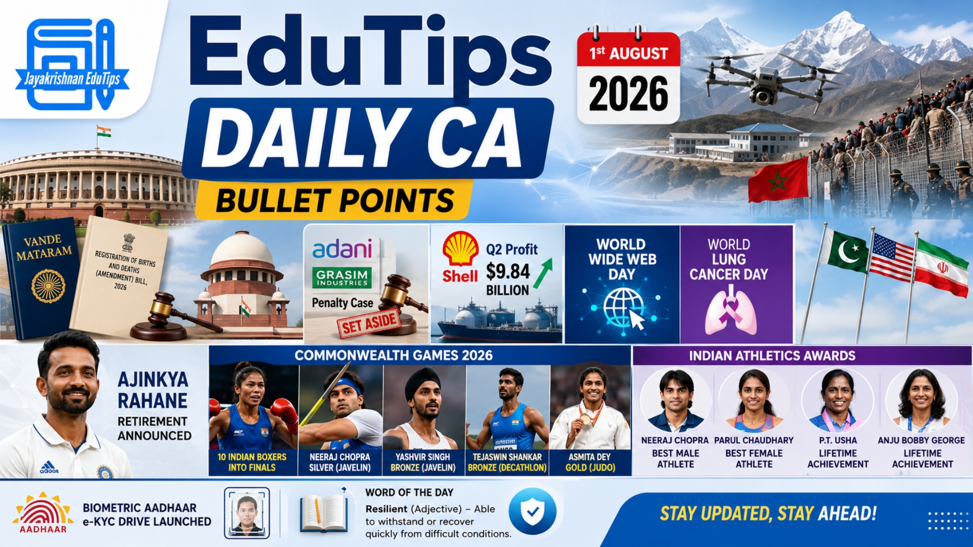 EduTips Daily CA Bullet Points (1st August 2026)