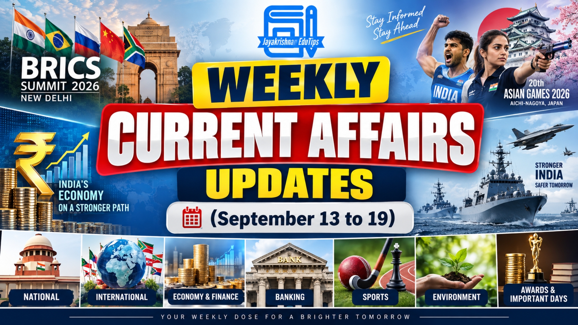 Weekly Current Affairs - September 13–19, 2026
